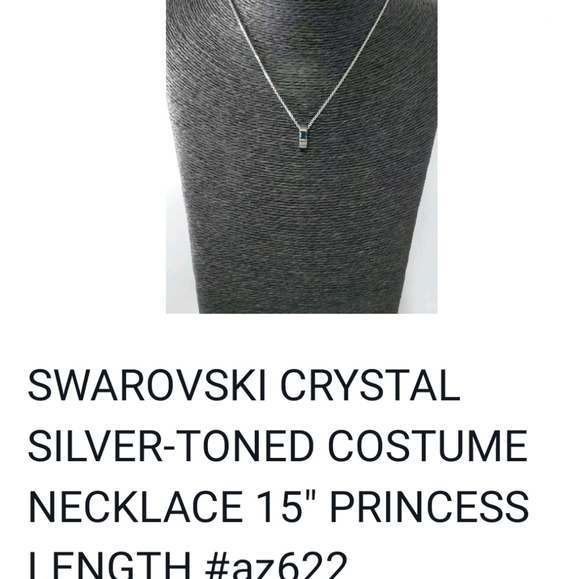 GENUINE SWAROVSKI SIGNED .925 AQUAMARINE crystal Pemdant Necklace - Picture 8 of 9